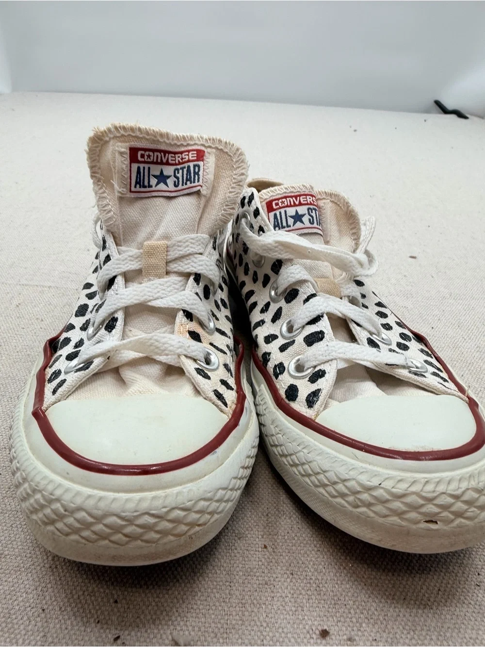 Converse White Canvas Polka Dot Low-Top Sneakers - Picture 3 of 10